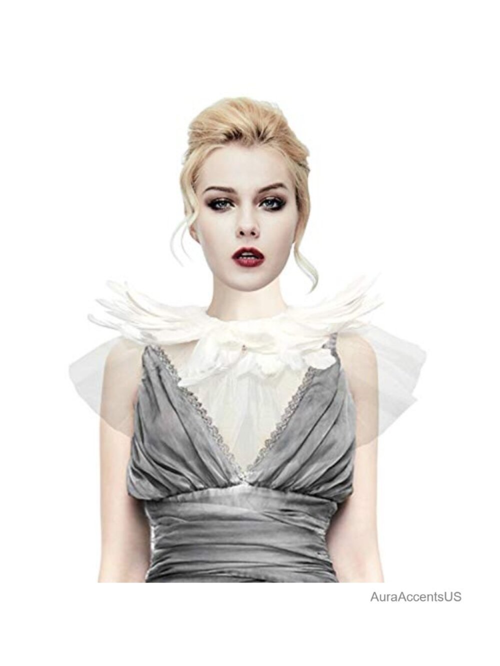 Gothic Feather Shawl Women Sequin Cape Halloween Witch Costume Accessory